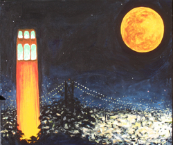 Coit Tower Under Harvest Moon