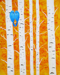 Lovebirds and Birch Trees