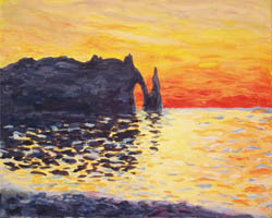 Monet Cliffs of Etretat at Sunset